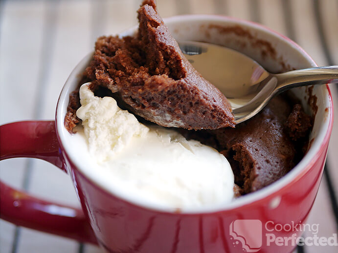 Chocolate Brownie in a Mug with Ice Cream