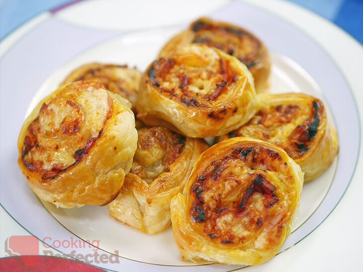 Puff Pastry Pizza Scrolls Cheese and Bacon