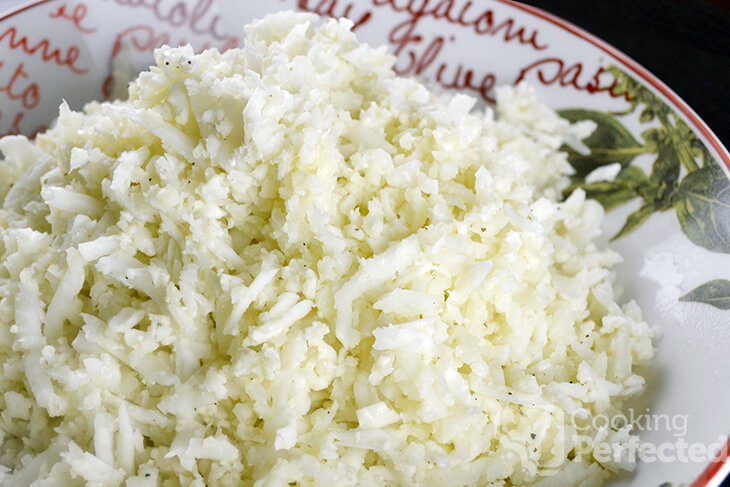 Cauliflower Rice made using a Food Processor