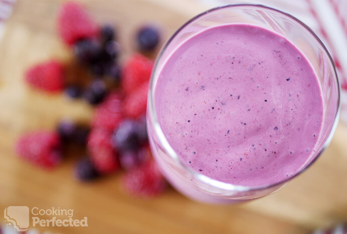 Raspberry and Blueberry Smoothie in a glass