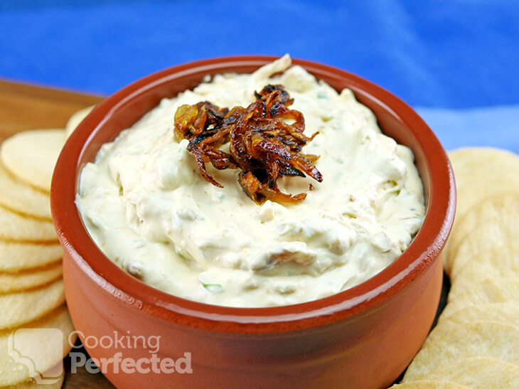 Caramelized onion dip with cream cheese and sour cream
