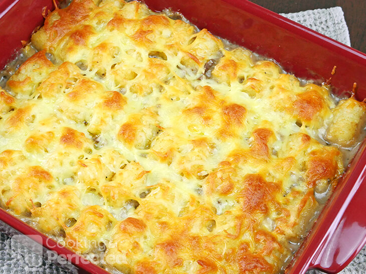 Tater Tot casserole with cream of mushroom soup