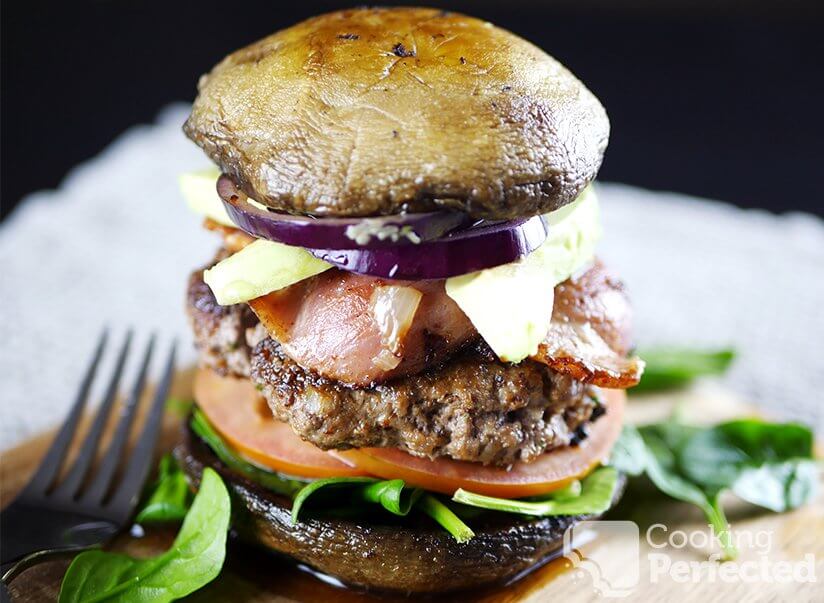 Paleo Beef Burger with a Mushroom Bun