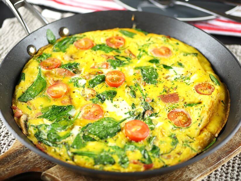 Bacon, Spinach and Tomato Frittata - Cooking Perfected