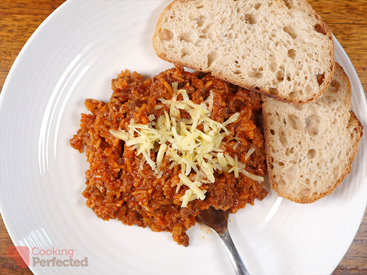 Quick Spanish Beef with a side of Bread