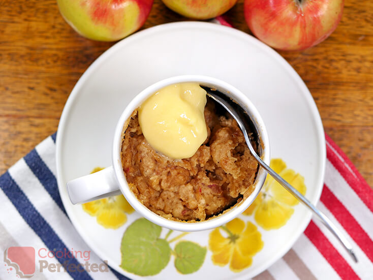 Apple and Cinnamon Mug Cake with Custard