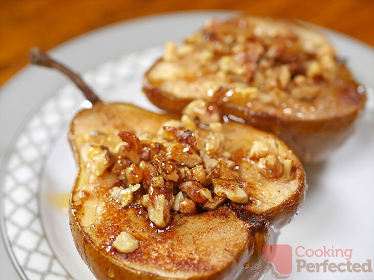 Baked Pears drizzled with honey