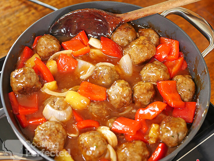 Meatballs and Vegetables with Sweet and Sour Sauce