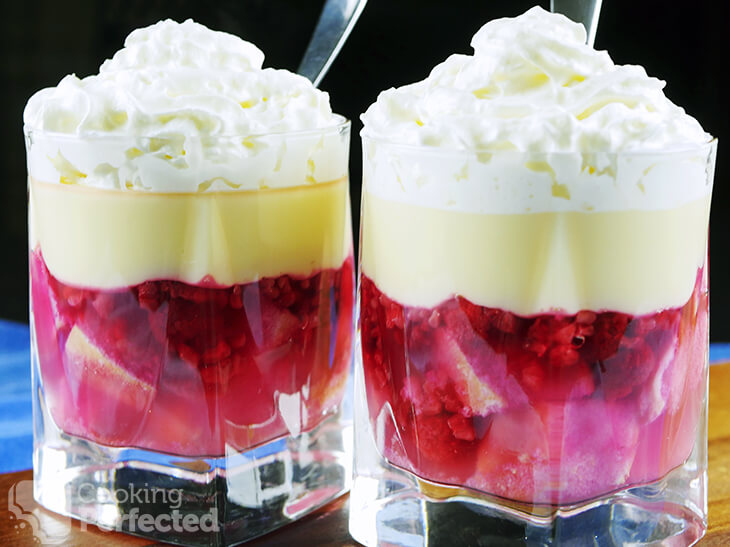 Trifle with Jelly, Custard, Whipped Cream, and Fruit