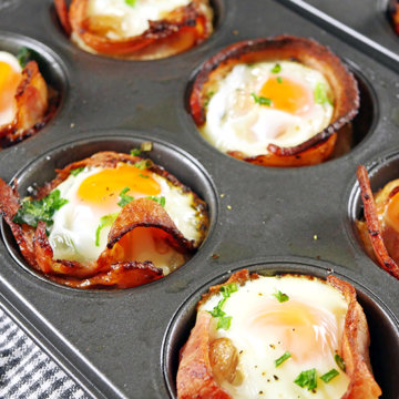 Bacon and Egg Cups in a Muffin Tray