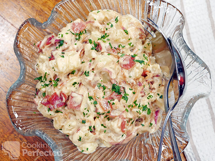 Caramelized Onion Potato Salad with Bacon