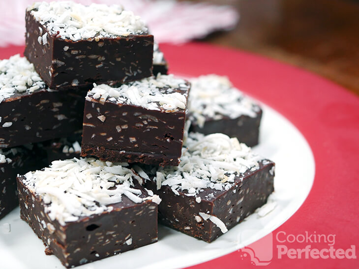 Chocolate and Coconut Fudge on a Plate