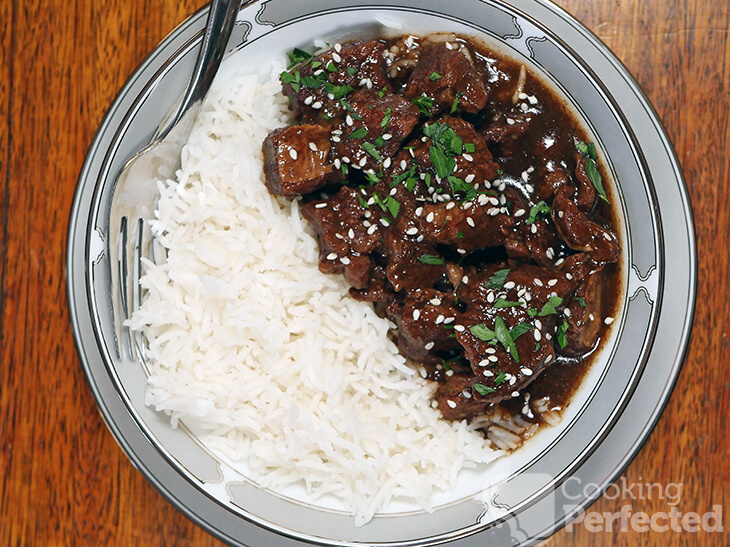 Korean Beef served with Rice