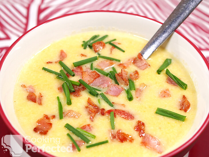Potato Soup cooked in the Instant Pot and topped with chives and bacon