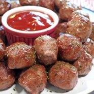 Cooked Frozen Meatballs from out of the Air Fryer