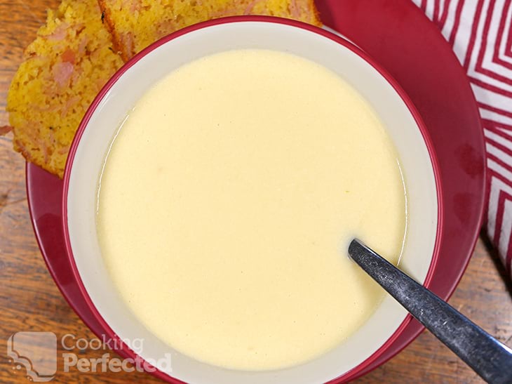 Cauliflower Cheese Soup Served with Homemade Cornbread