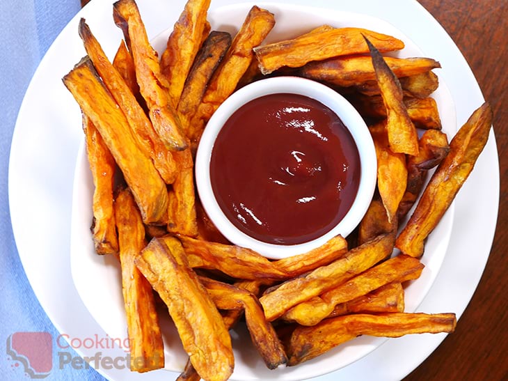 Air-Fried Sweet Potato Fries with Ketchup 