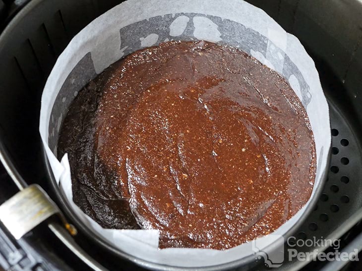 Brownie batter ready to cook in the air fryer