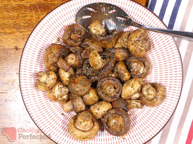 Air Fried Garlic Mushrooms in a Bowl