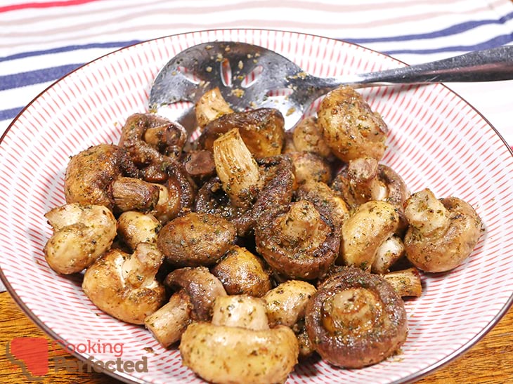 Garlic Mushrooms in a bowl.