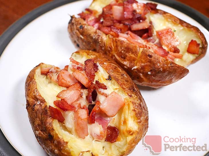 Loaded Potatoes with Cheese and Bacon Cooked in the Air Fryer