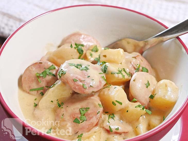 Creamy Sausage and Potatoes Casserole Cooked in the Instant Pot