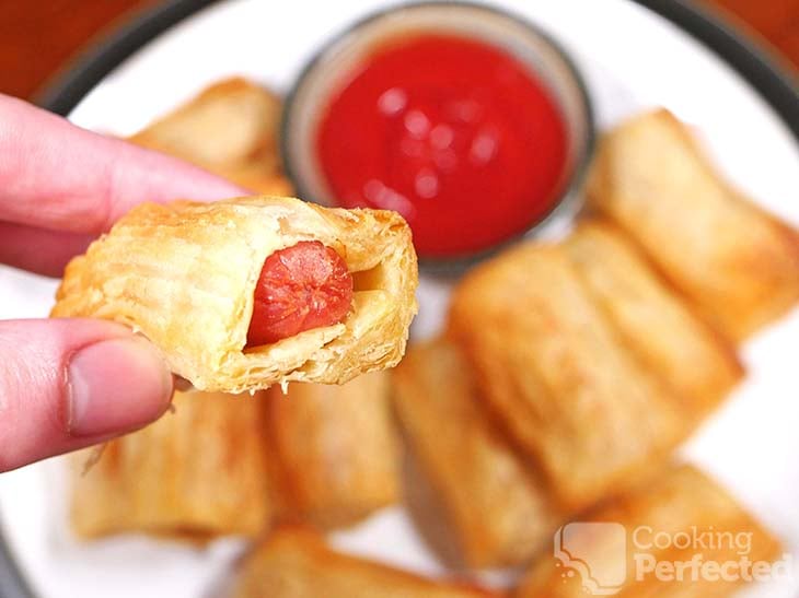 Air Fried Pigs in a Blanket Served with Tomato Sauce