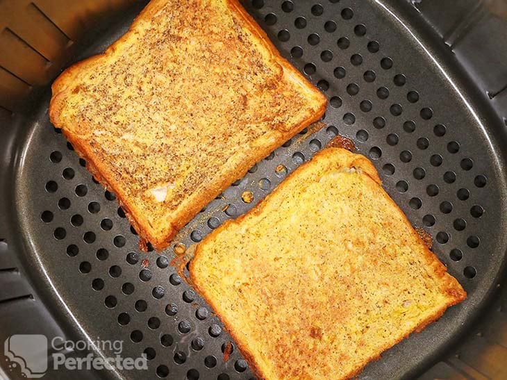 Two Slices of French Toast in the Air Fryer