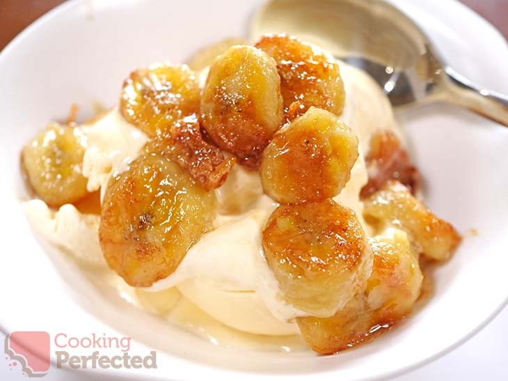 Air Fried Caramelized Banana with vanilla ice-cream