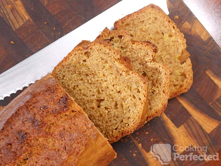 Air-fried banana bread ready to eat