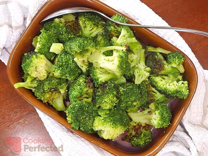 Frozen broccoli cooked in the Air Fryer